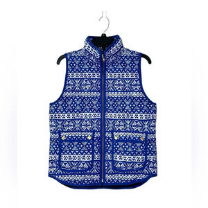 J. Crew Fair Isle Vest Excursion Women's Sz S Blue White Style# E4865 EUC